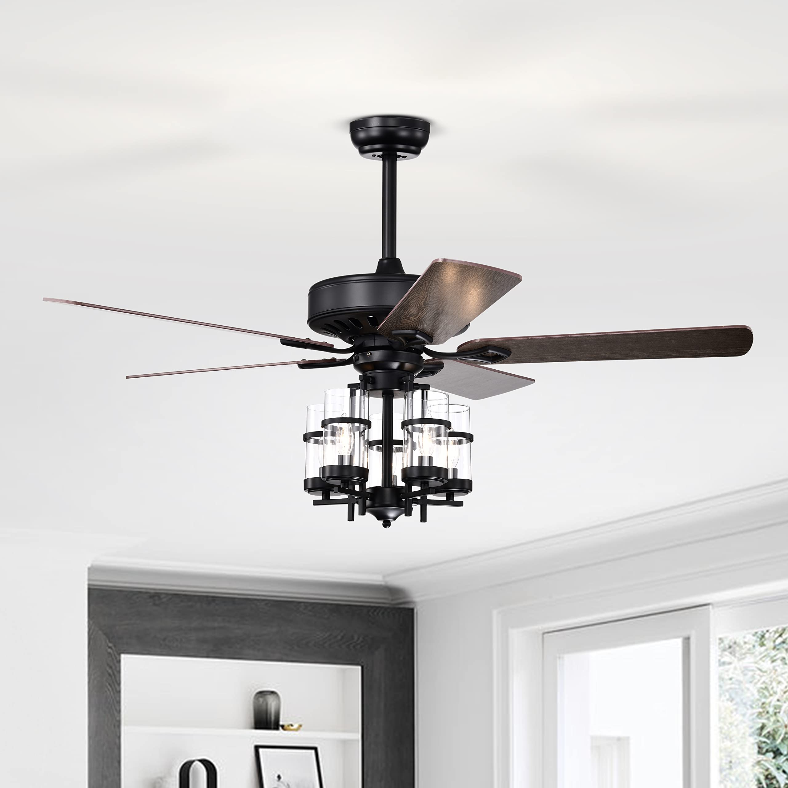 Tangkula 50 Inch Ceiling Fan Light with 5 Explosion proof Glass Lampshades